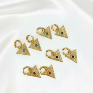 Boucles d’oreilles Triangle Berbère Coloré – Acier inoxydable 🇫🇷