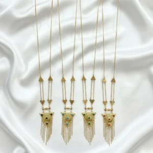 Parure Collier Long Berbère à Franges Doré – Acier inoxydable 🇫🇷